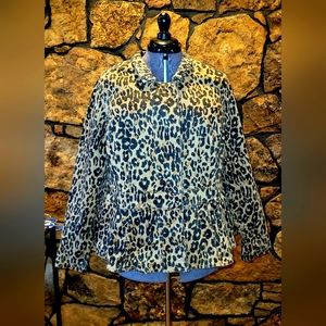 LANE BRYANT Peplum Leopard print zip up jacket sz 20